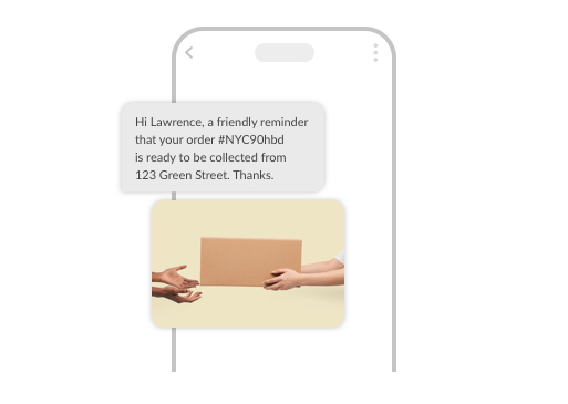 Hi Lawrence, a friendly reminder that your order #NYC90hbd is ready to be collected from 123 Green Street. Thanks.