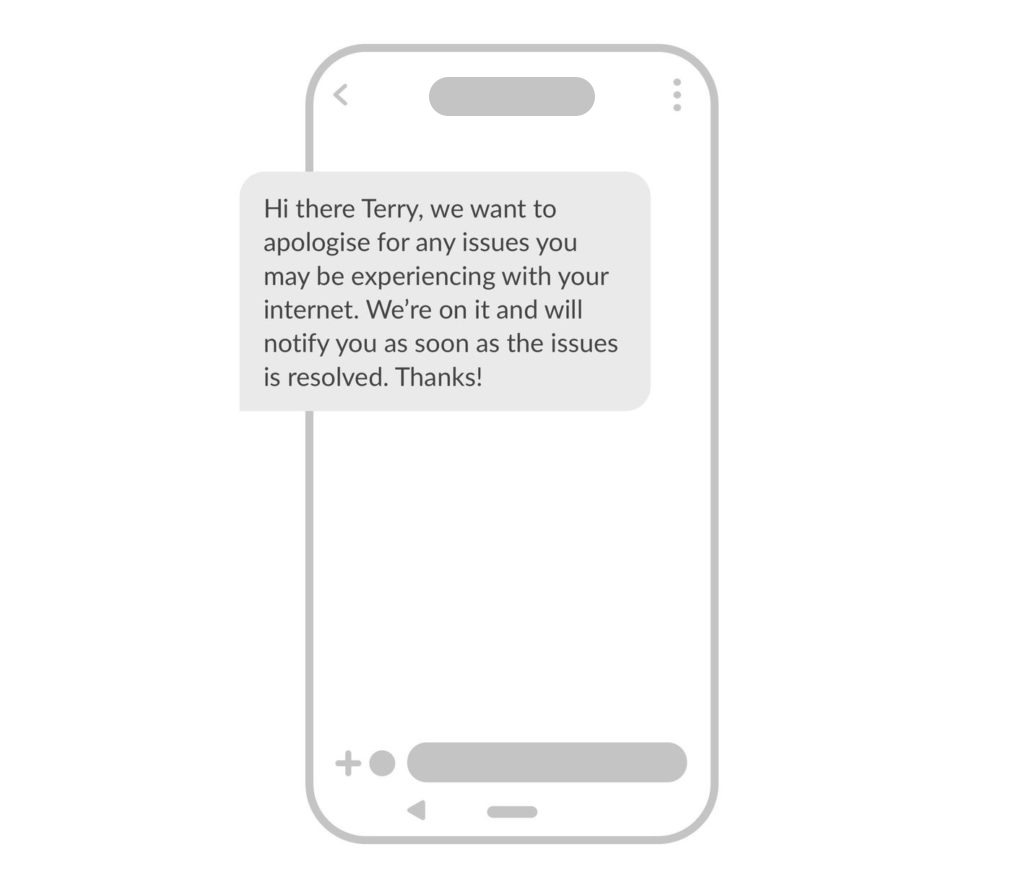 customer support SMS example