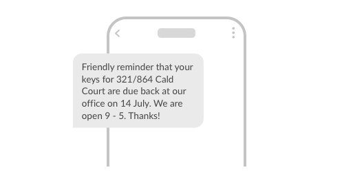 An image showing an example SMS that a property manager might send