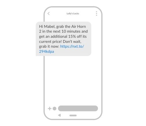 An example SMS used to recover an abandoned cart