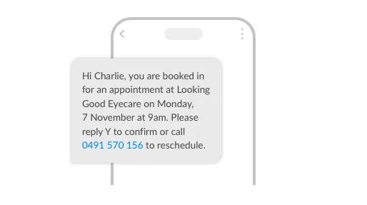 SMS example of dental check up reminder