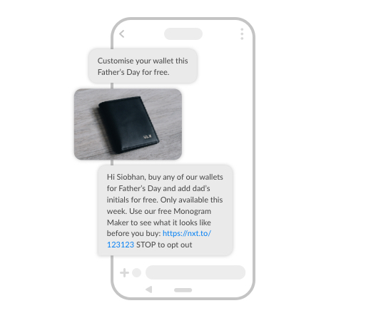 SMS example of Fathers Day gift promotion