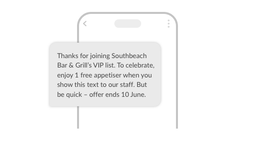 SMS example of limited time offer