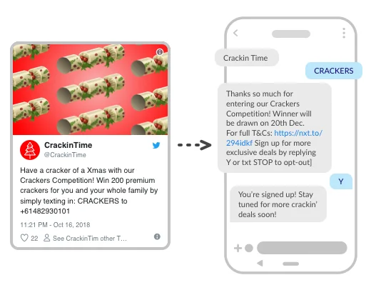 An example of a promotion where people text in to win