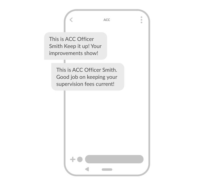 Text message example - positive reinforcement and feedback