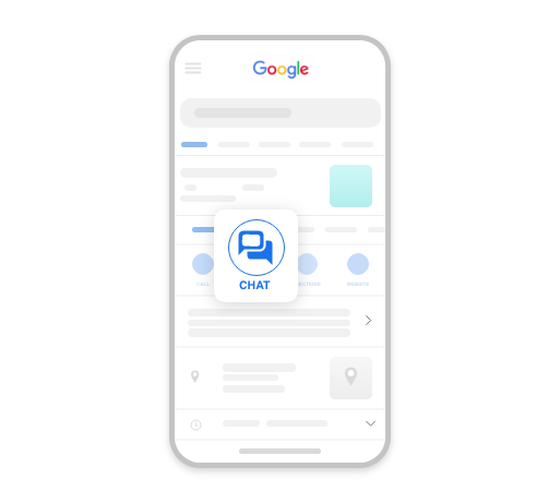 Google Business Message Chat icon over a greyed out background