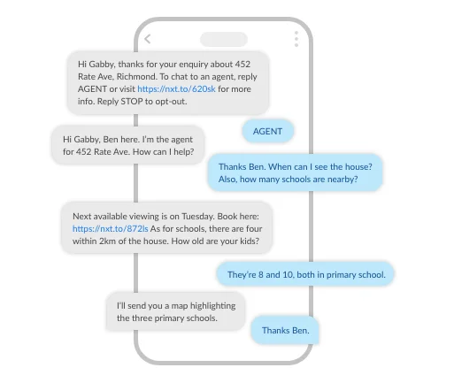 Example of real estate text message