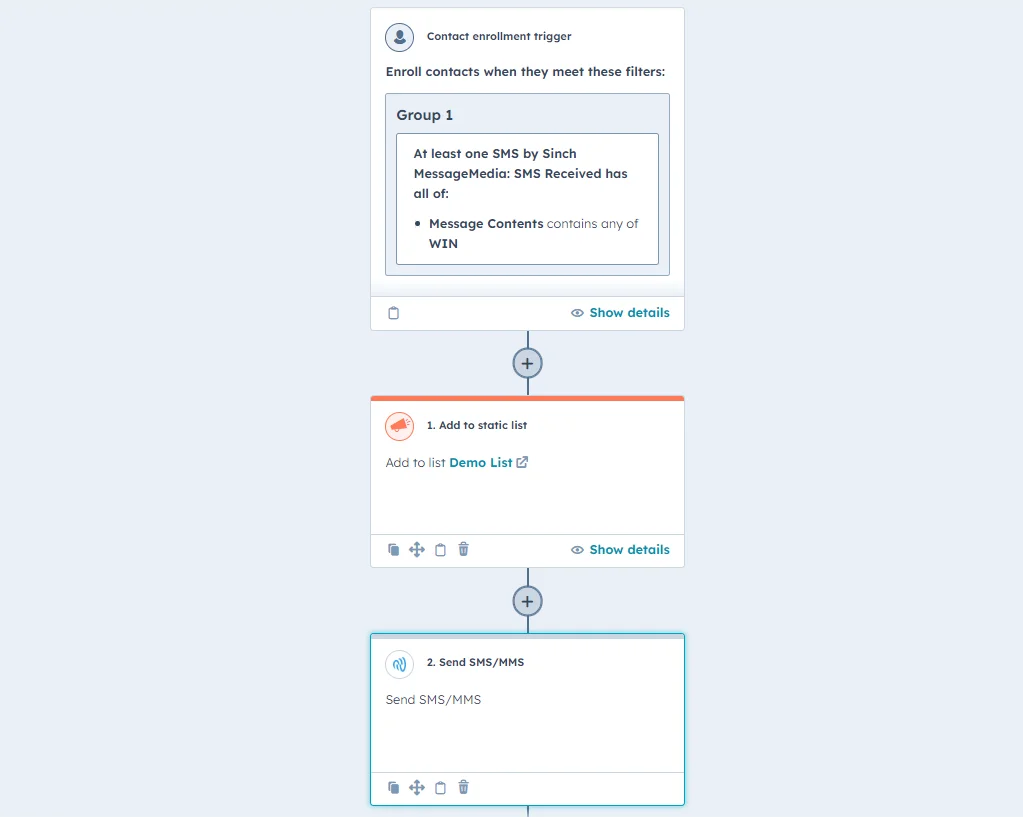SMS and MMS automation HubSpot
