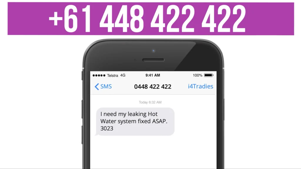 Dedicated number plus unsolicted MMS from customer example from i4Tradies