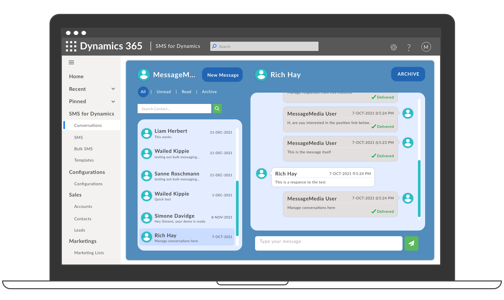 The Microsoft Dynamics chat thread showing your full conversation