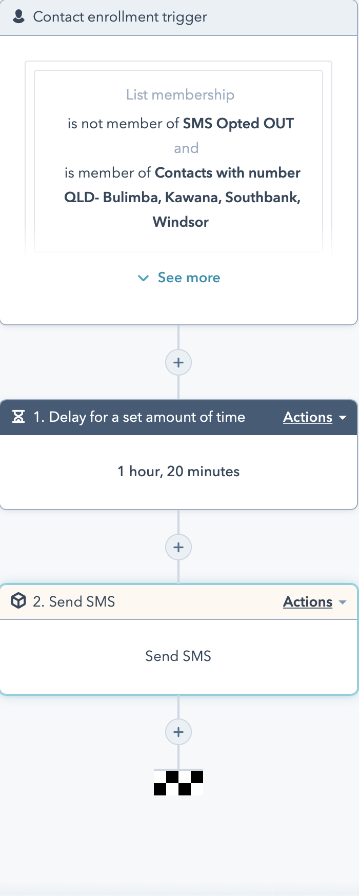 HubSpot SMS automation that sends an SMS if the email promotion has not been opened
