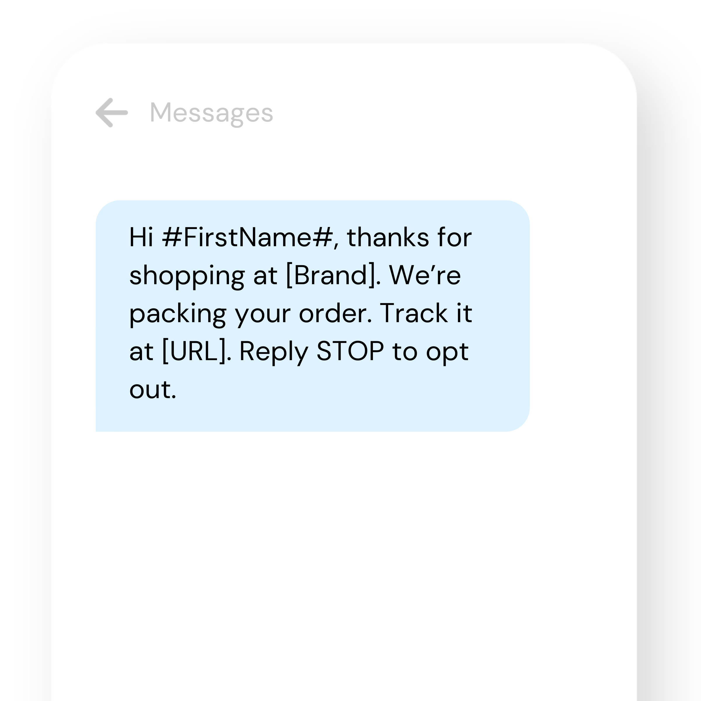 SMS template example of online order